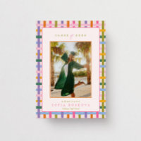 Playful Colorful Plaid Retro Photo Graduation