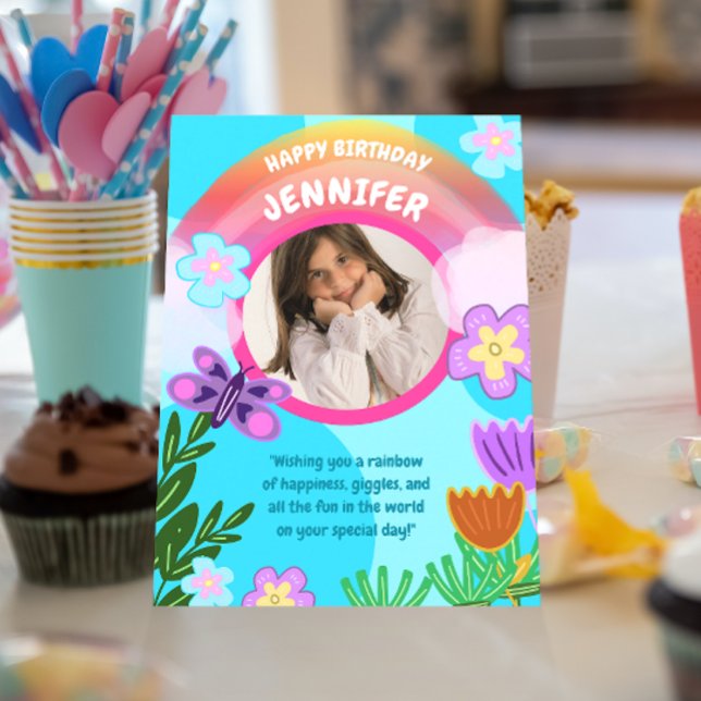 Playful Colorful Rainbow Garden Birthday Card (Creator Uploaded)