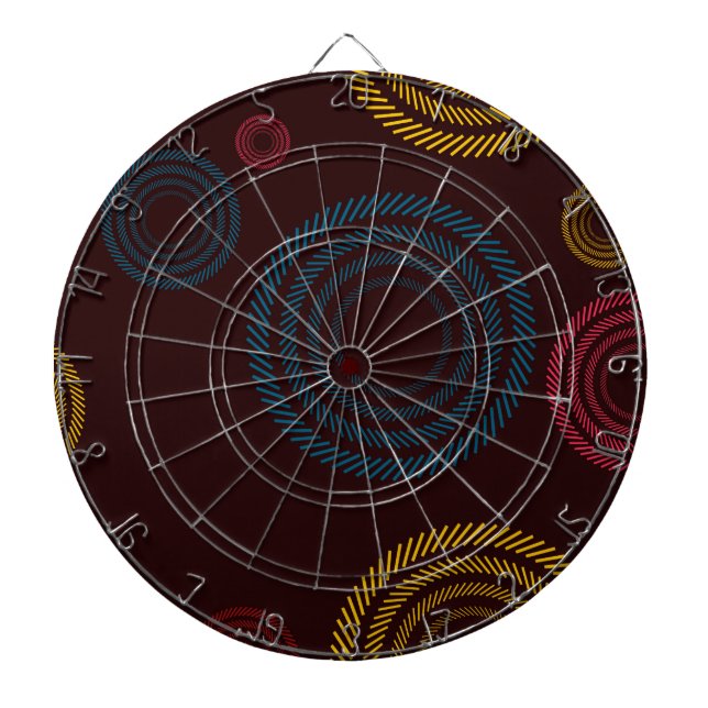 Playful, colorful, trendy, cool striped circles dart board (Front)