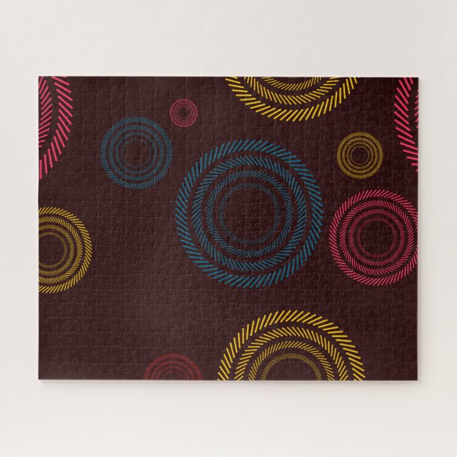 Playful, colorful, trendy, cool striped circles jigsaw puzzle (Horizontal)