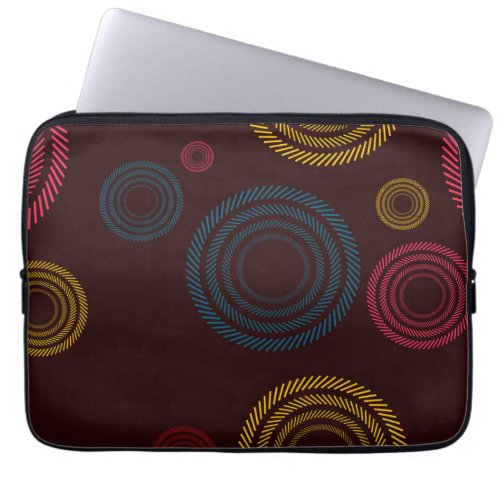Playful colorful trendy cool striped circles laptop sleeve