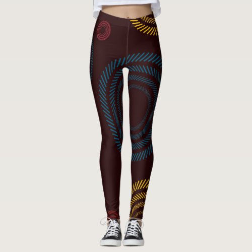 Playful colorful trendy cool striped circles leggings