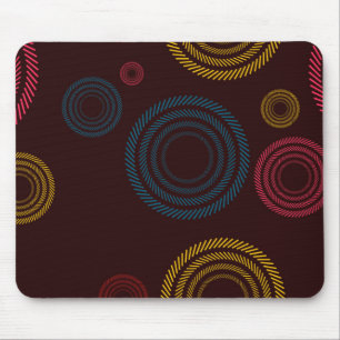 Playful, colorful, trendy, cool striped circles mouse pad