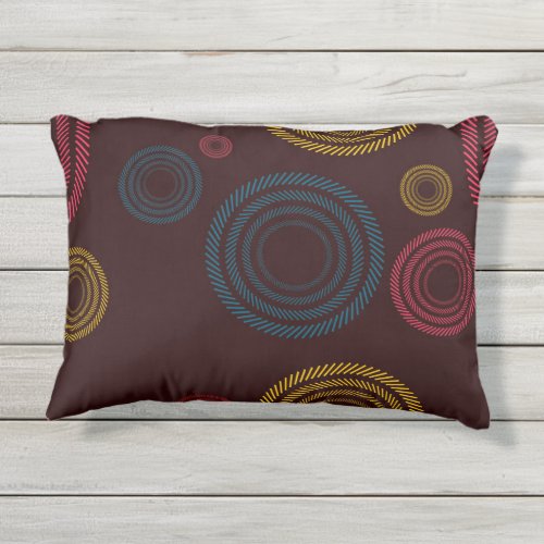 Playful colorful trendy cool striped circles outdoor pillow