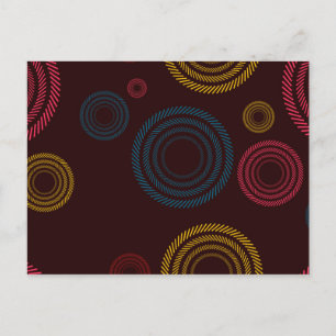 Playful, colorful, trendy, cool striped circles postcard