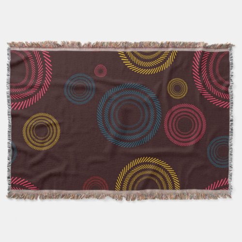 Playful colorful trendy cool striped circles throw blanket