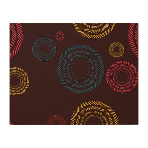 Playful colorful trendy cool striped circles wood wall art
