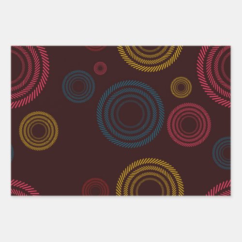 Playful colorful trendy cool striped circles wrapping paper sheets