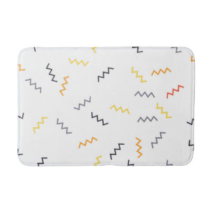 Playful, colorful, trendy, modern memphis zigzags bath mat