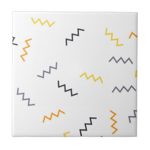 Playful, colorful, trendy, modern memphis zigzags ceramic tile