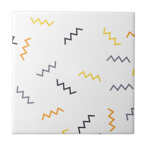 Playful colorful trendy modern memphis zigzags ceramic tile