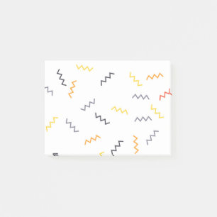 Playful, colorful, trendy, modern memphis zigzags post-it notes