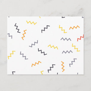 Playful, colorful, trendy, modern memphis zigzags postcard