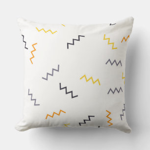 Playful, colorful, trendy, modern memphis zigzags throw pillow