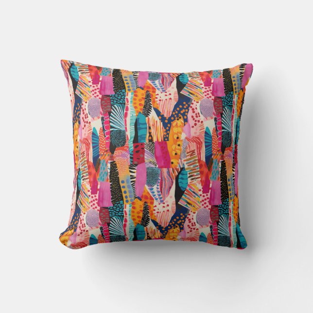 Playful Colors Abstract Pattern Throw Pillow (Front)