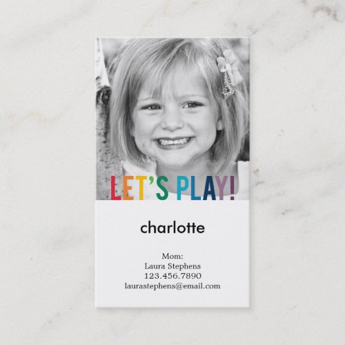 Playful Colors Mommy Card  Play Date Card