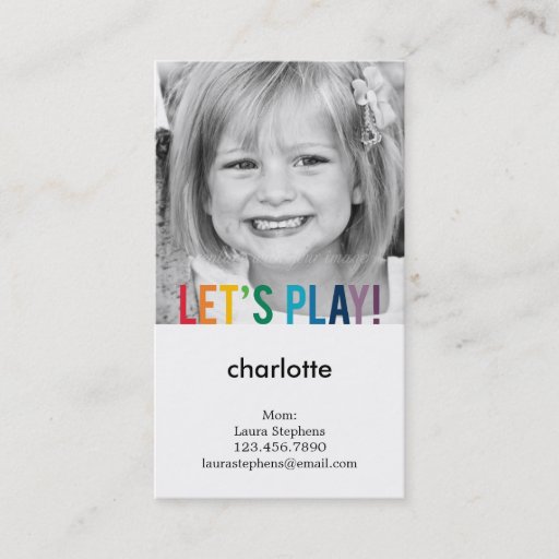 Customizable Playful Colors Mommy Card / Play Date Card Business Card Template