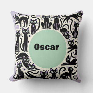 Playful Composition of Black Cats Throw Pillow