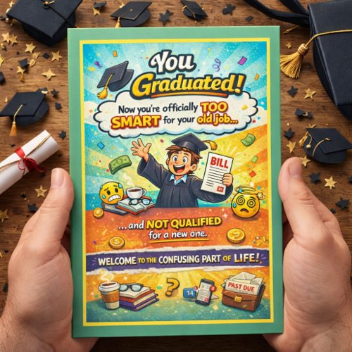Playful Confusing‑Life Graduate Illustration Holiday Card
