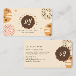 Playful Cookie Artist Home Bakery Monogram Business Card