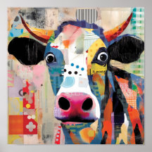 Playful Cow, an Artistic and Eclectic Collage