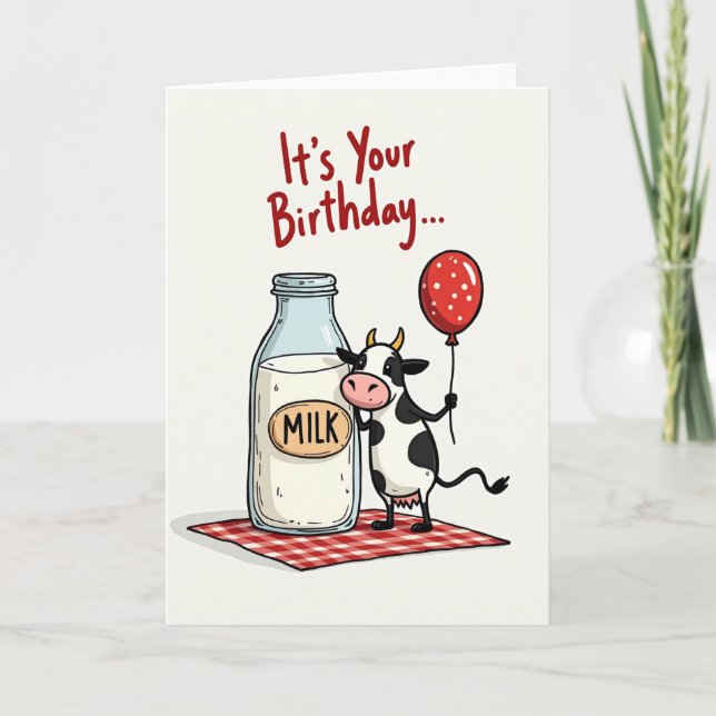 Playful Cow Birthday Card (Front)