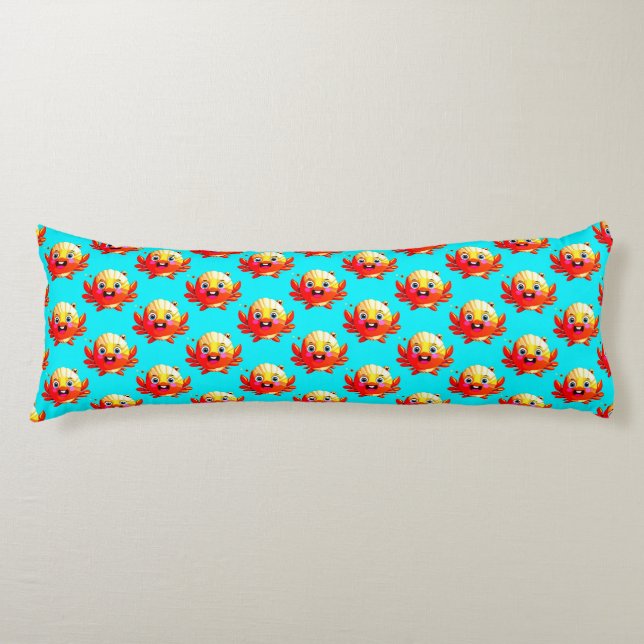 Playful Crab Pattern For Coastal Home Style Body Pillow (Front)