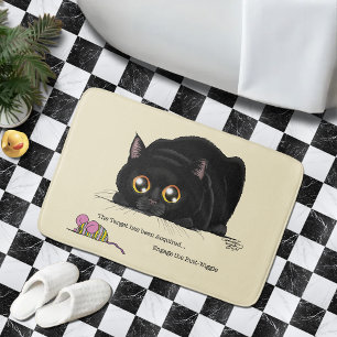 Playful Cream Kitty Butt Wiggle Black Cat Bath Mat