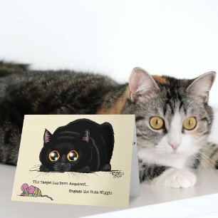 Playful Cream Kitty Butt Wiggle Black Cat Card