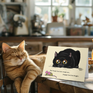 Playful Cream Kitty Butt Wiggle Black Cat Card