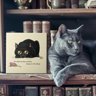 Playful Cream Kitty Butt Wiggle Black Cat Ceramic Tile