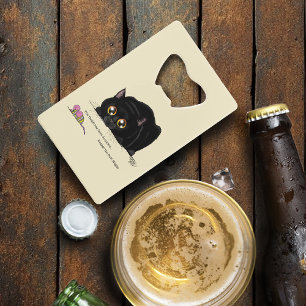 Playful Cream Kitty Butt Wiggle Black Cat Credit Card Bottle Opener