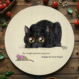 Playful Cream Kitty Butt Wiggle Black Cat Cutting Board