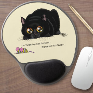 Playful Cream Kitty Butt Wiggle Black Cat Gel Mouse Pad