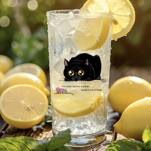 Playful Cream Kitty Butt Wiggle Black Cat Glass