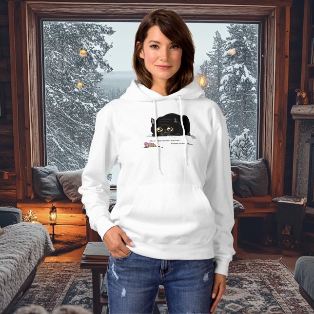 Playful Cream Kitty Butt Wiggle Black Cat Hoodie (Creator Uploaded)