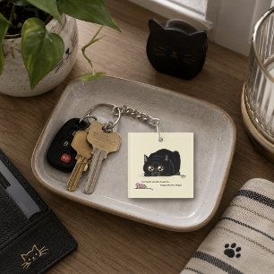 Playful Cream Kitty Butt Wiggle Black Cat Keychain