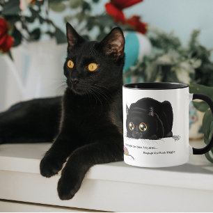 Playful Cream Kitty Butt Wiggle Black Cat Mug