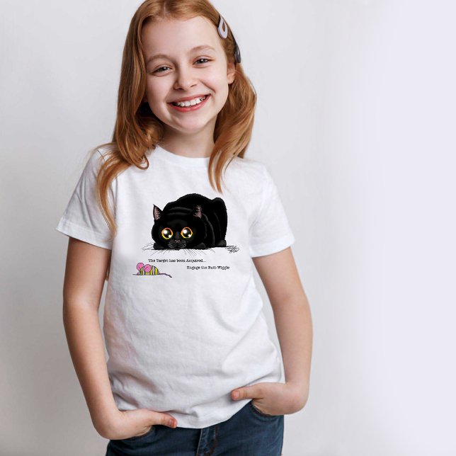 Playful Cream Kitty Butt Wiggle Black Cat T-Shirt (Creator Uploaded)