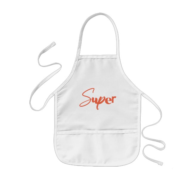 Playful, creative, cool trendy red design of Super Kids' Apron (Front)