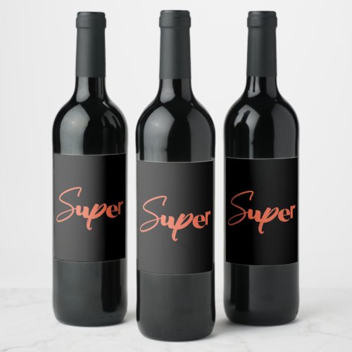 Playful creative cool trendy red design of Super Wine Label