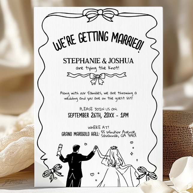 Playful Cute Couple Illustratio Save the Date  Invitation (Creator Uploaded)