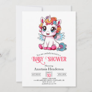 Playful Cute Unicorn Baby Shower Invitation