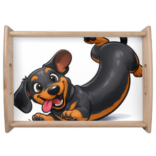 Playful Dachshund Puppy Serving Tray