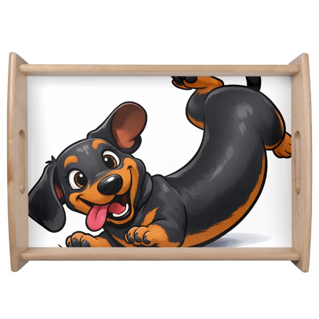 Playful Dachshund Puppy  Serving Tray (Front)
