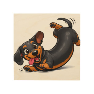 Playful Dachshund Puppy Wood Wall Art