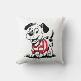 Playful Dalmatian Pup in a Cozy Sweater Throw Pillow