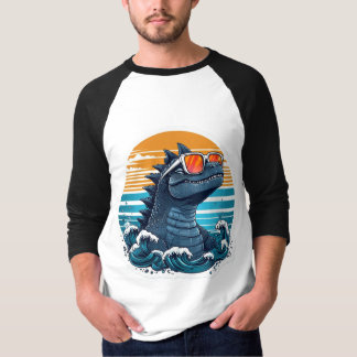 Playful Dark Gray Reptilian Monster with Sunglasse T-Shirt