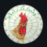 Playful Dart Board Surprised Rooster Farm<br><div class="desc">Funny Surprised Curious Rooster - What's So Funny ? - Cartoon Fun Drawing and Playful Text - Choose / Add Your Unique Text / Font / Color - Make Your Special Gift - Resize and move or remove and add elements / image with customization tool ! - Drawing and Design...</div>