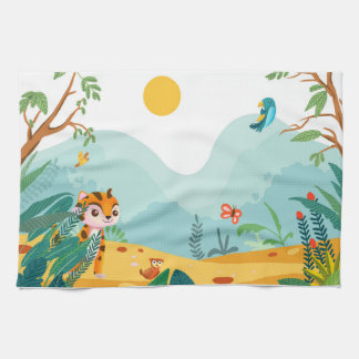 Playful & Descriptive, Playful Jungle Cub Digital  Kitchen Towel